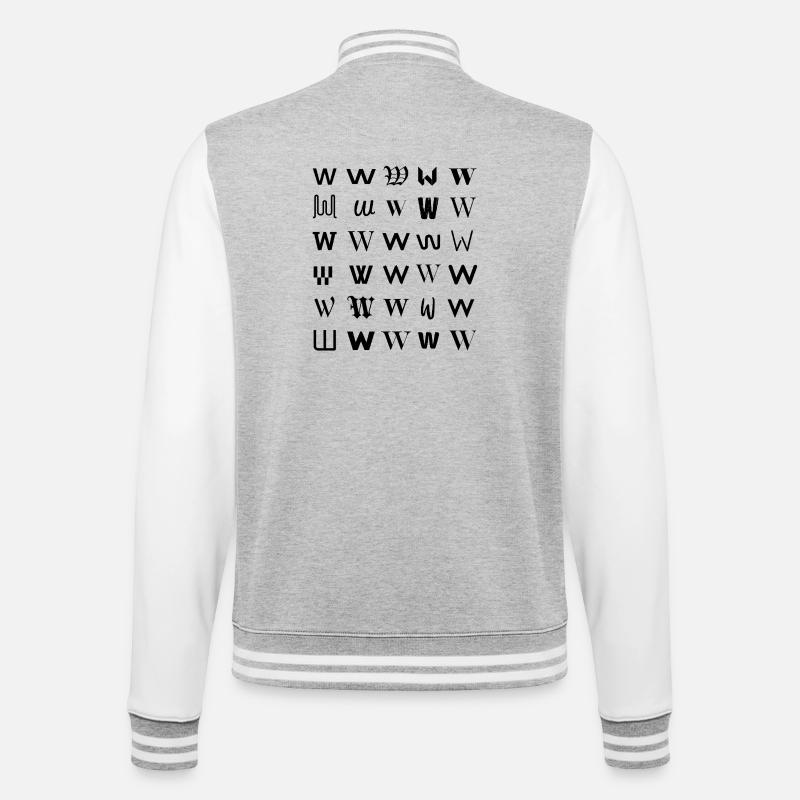 Typografie W-Monogramm-Buchstabenmosaikdesign - College-Sweatjacke - Grau meliert/Weiß