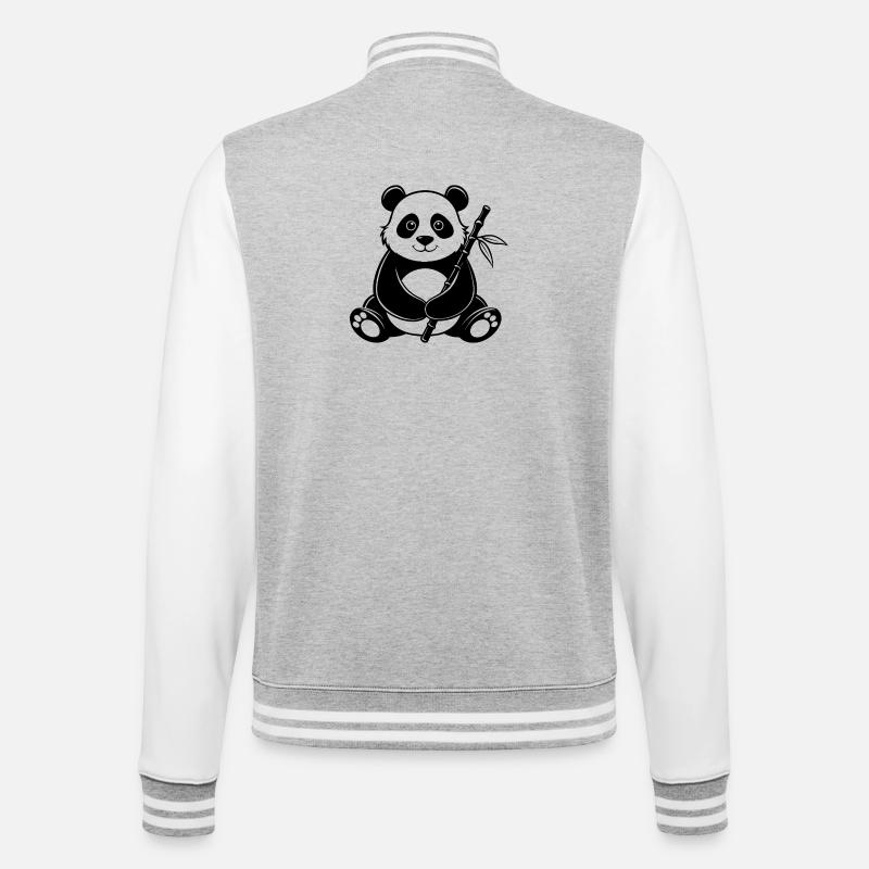 Panda avec du bambou - Veste Teddy - gris chiné / blanc