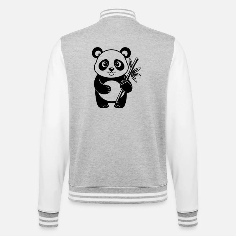 Panda avec bambou - Veste Teddy - gris chiné / blanc