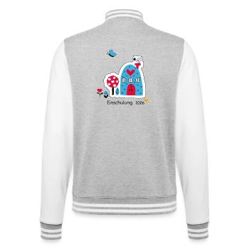Einschulung 2026  - College-Sweatjacke - Grau meliert/Weiß - Hinten - Marisol (170cm)