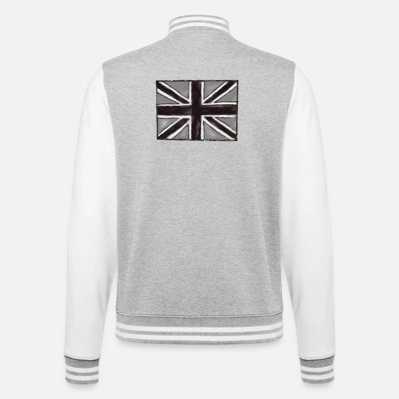Grau Gemaltes Union Jack Kunst - College-Sweatjacke - Grau meliert/Weiß