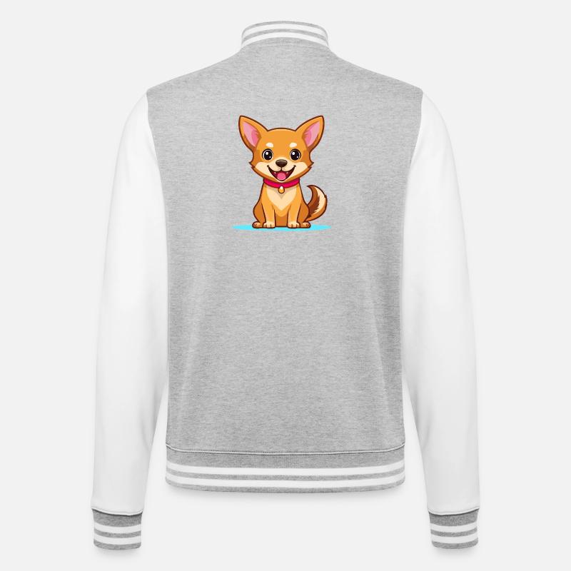 Chihuahua (Comic) - College-Sweatjacke - Grau meliert/Weiß