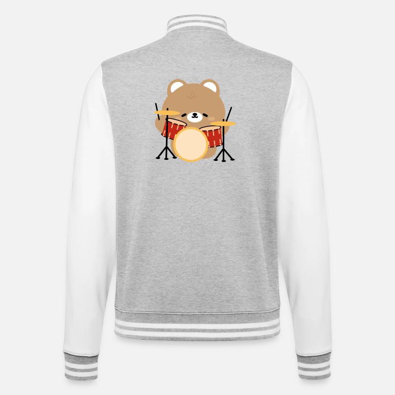 Bear Drummer Pop Art - Veste Teddy - gris chiné / blanc