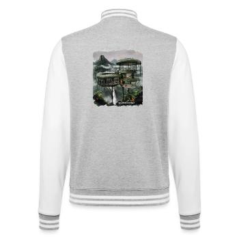 REPAIRE DES MILLIARDAIRES - Villa futuriste dans la jungle - Veste Teddy - gris chiné / blanc - Dos - Marisol (170cm)