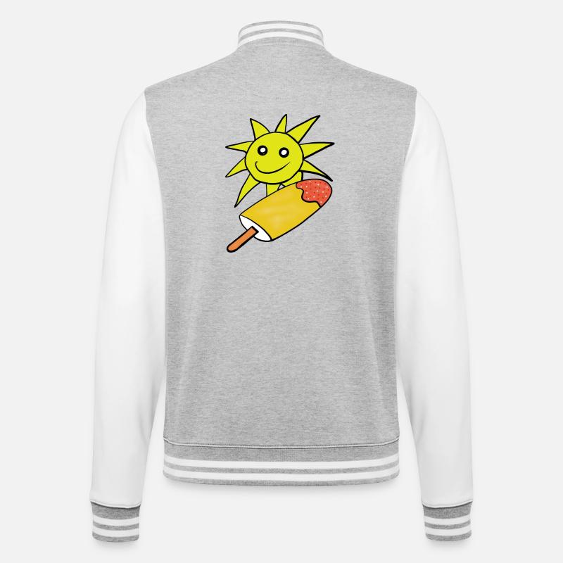 Sommer Sonne Eis Eiskrem Sommerzeit - College Sweat Jacket - heather grey/white