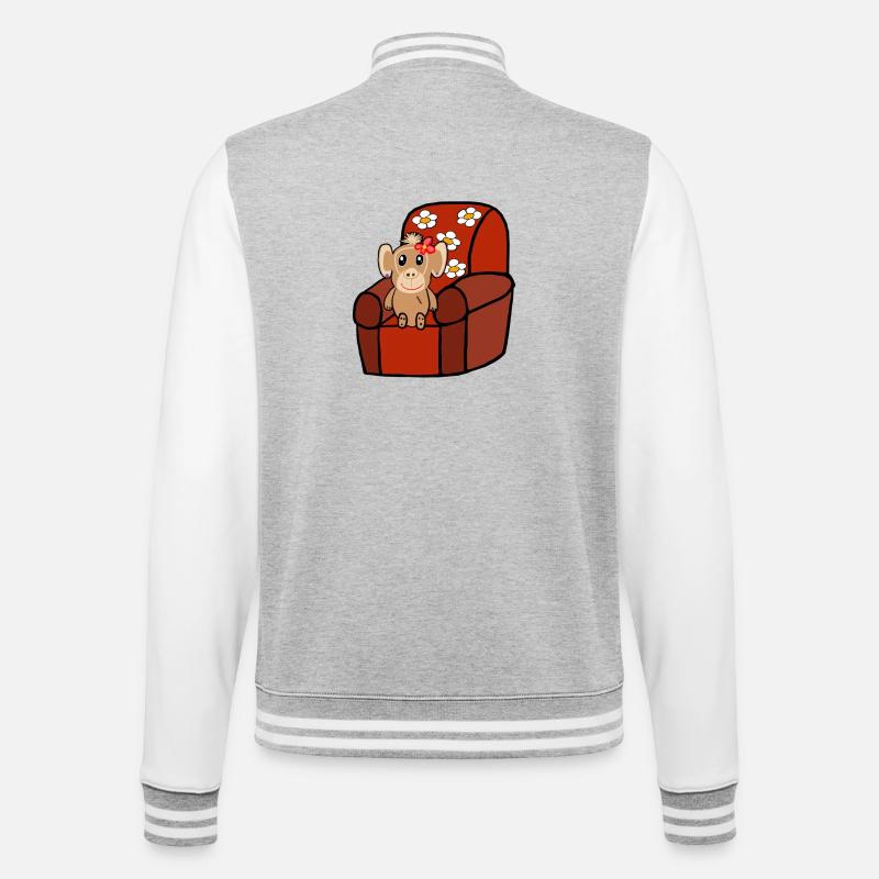 Mignons Enfants Singes - Veste Teddy - gris chiné / blanc