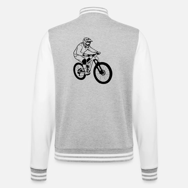 Downhill-Mountainbike - College-Sweatjacke - Grau meliert/Weiß