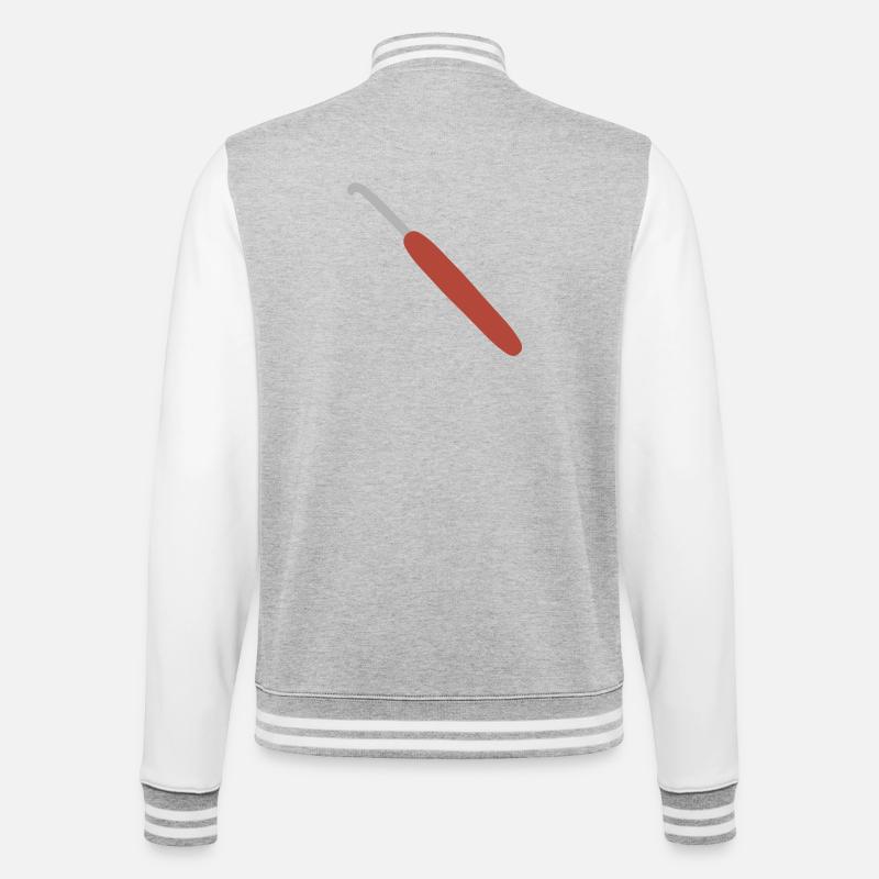 Red-Handled Crochet Hook - College Sweat Jacket - heather grey/white