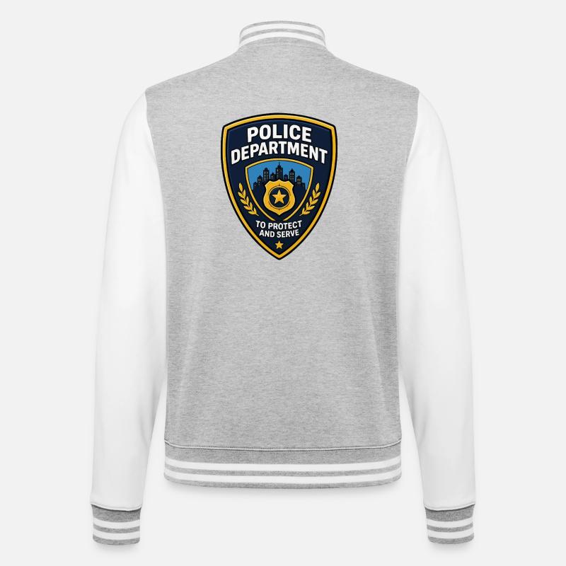 Polizei Abzeichen Patch Stadt Skyline - College-Sweatjacke - Grau meliert/Weiß