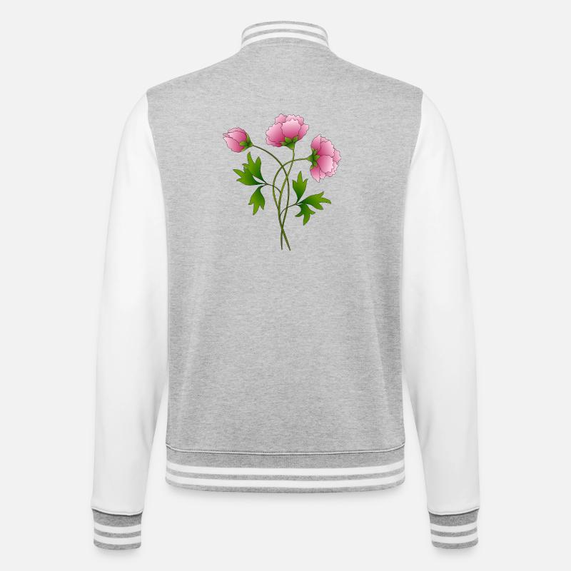 Blumen - College-Sweatjacke - Grau meliert/Weiß