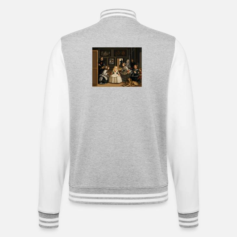 Pixelated Las Meninas - College Sweat Jacket - heather grey/white