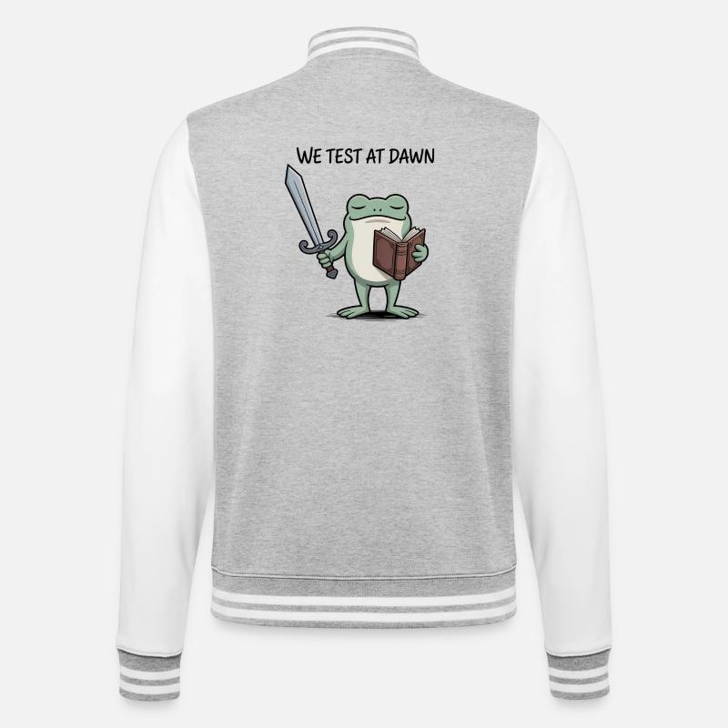 Dawn Frog Knight: Sword & Book - College Sweat Jacket - heather grey/white