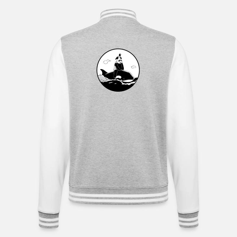 Odyssée en noir et blanc - Veste Teddy - gris chiné / blanc