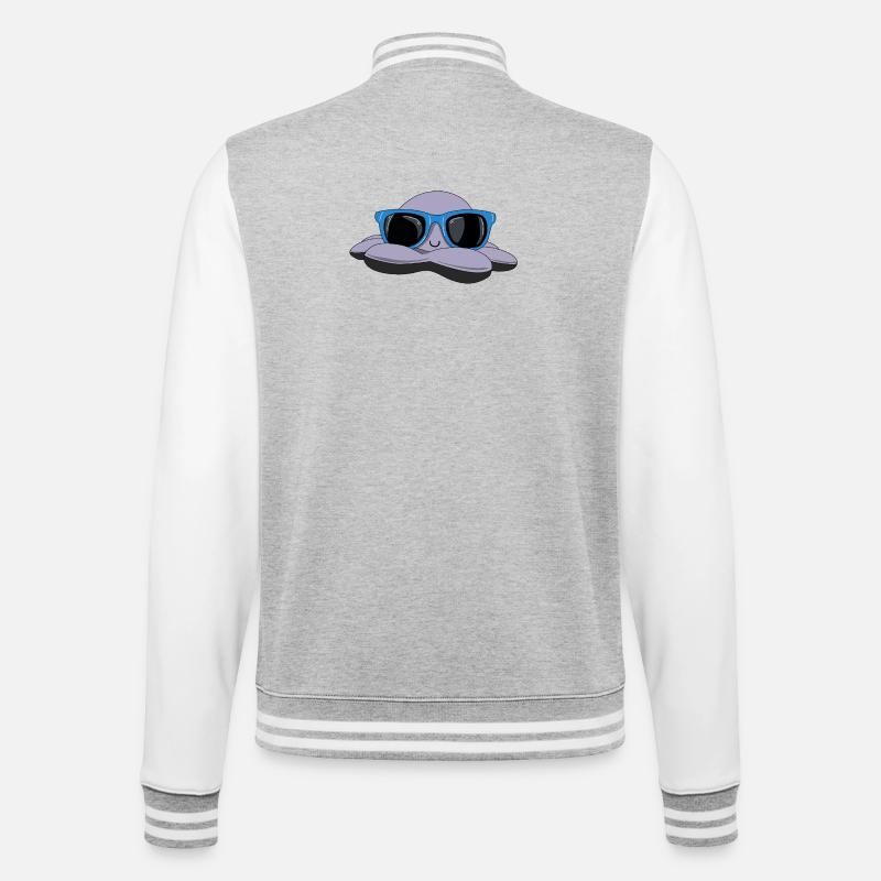 Pieuvre d’été - Veste Teddy - gris chiné / blanc