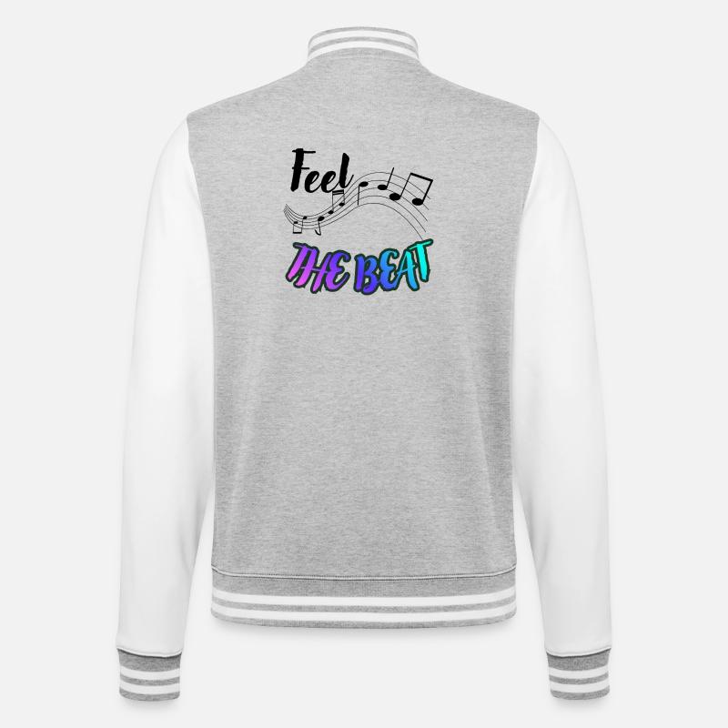 Fühl den Beat - College-Sweatjacke - Grau meliert/Weiß