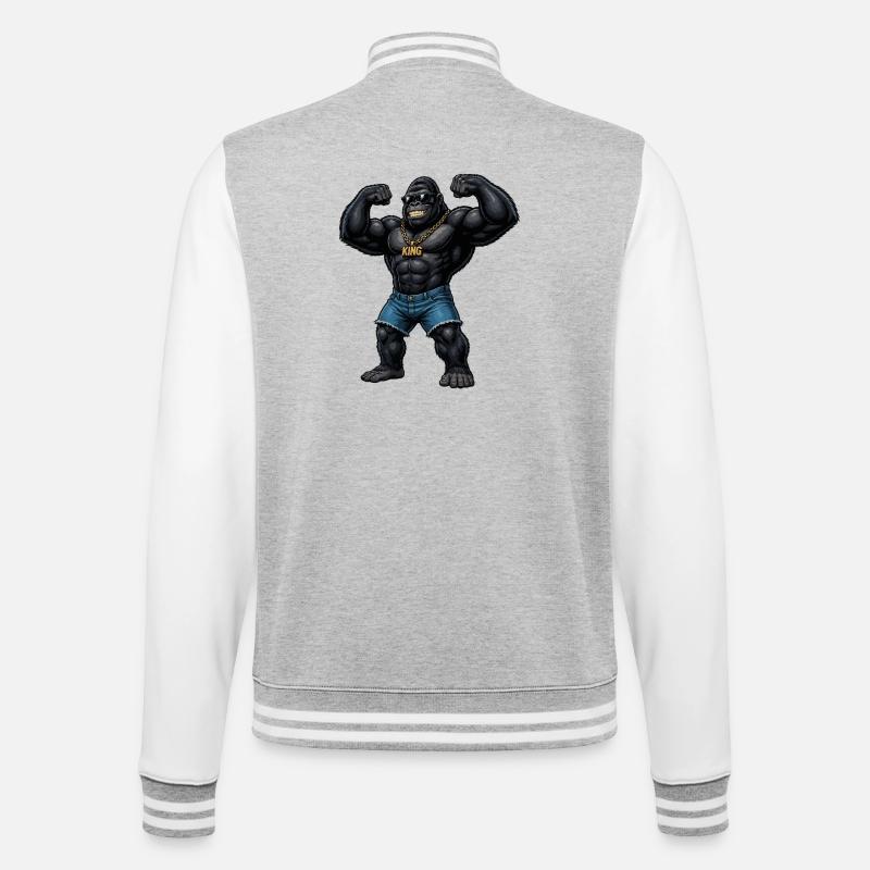 King Gorilla Bling - College Sweat Jacket - heather grey/white