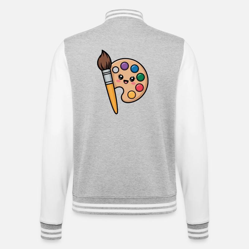 Painter Brush and Paint Palette - College Sweat Jacket - heather grey/white