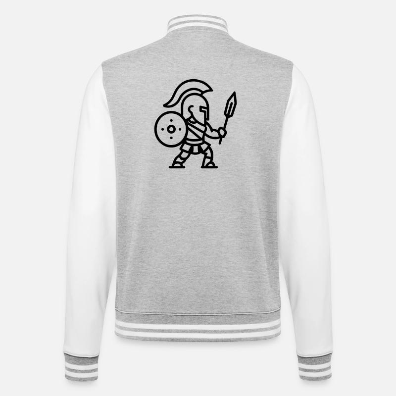 Spartanisch - College-Sweatjacke - Grau meliert/Weiß