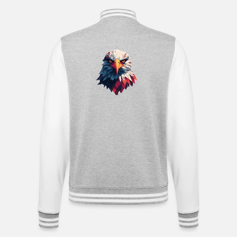 Majestätischer Adler, durchdringender Blick - College-Sweatjacke - Grau meliert/Weiß