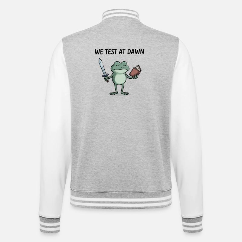 Frog Knight at Dawn - College Sweat Jacket - heather grey/white