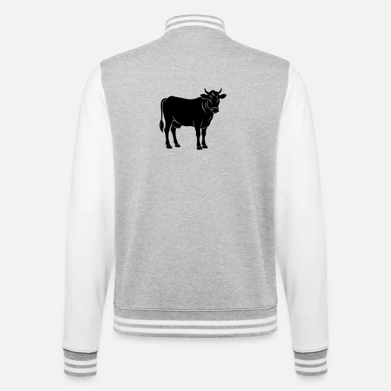 Kuh - College-Sweatjacke - Grau meliert/Weiß