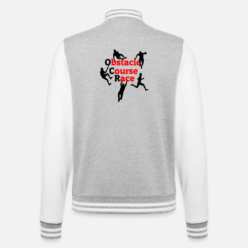 Obstacle Course Race – Red Impact Design - College Sweat Jacket - heather grey/white