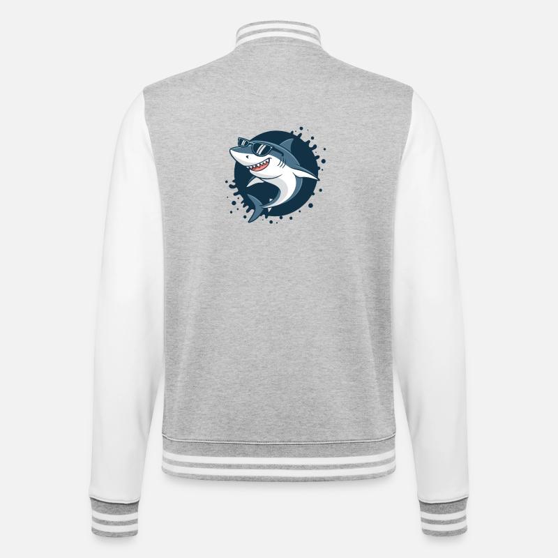 Requin Lunettes Soleil Stylé - Veste Teddy - gris chiné / blanc
