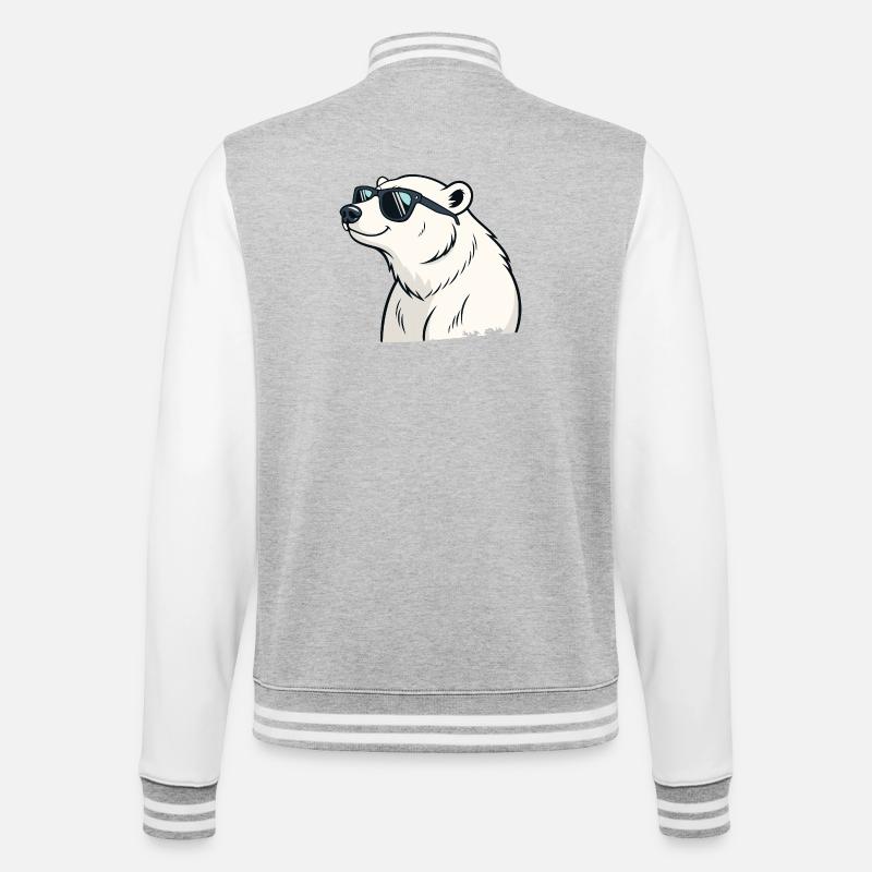 Cool Polar Bear with Glasses - College Sweat Jacket - heather grey/white