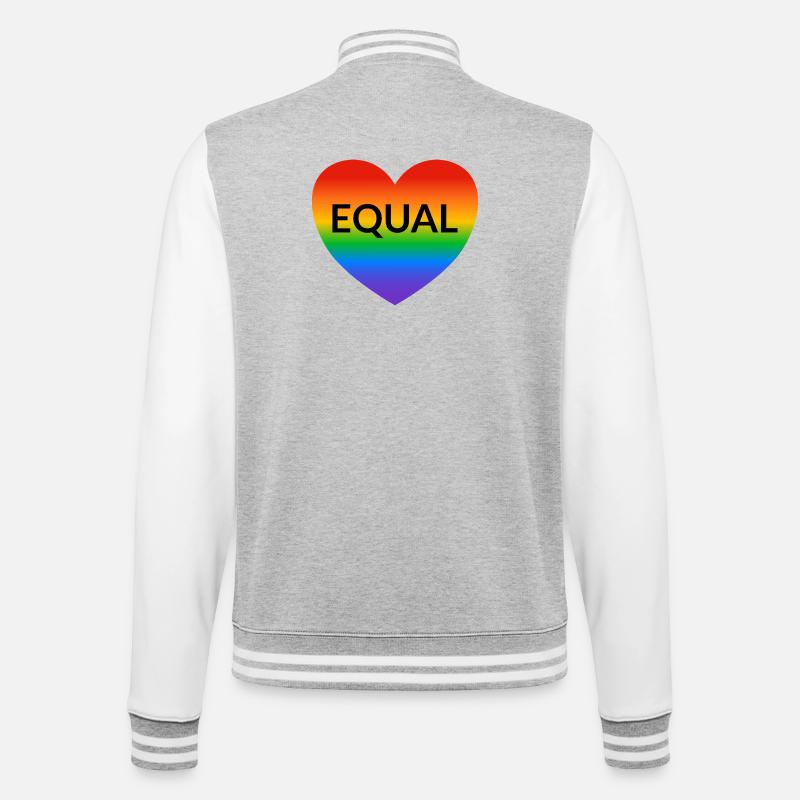 Equal Heart Rainbow Pride - College Sweat Jacket - heather grey/white