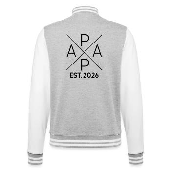 Papa Est 2026 Minimalist Cross Noir - Veste Teddy - gris chiné / blanc - Dos - Marisol (170cm)