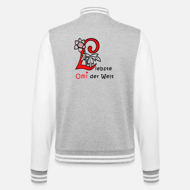 liebste Omi der Welt - College-Sweatjacke - Grau meliert/Weiß