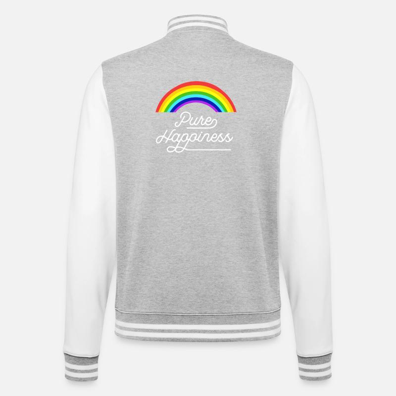 Reines Glück Regenbogenzitat - College-Sweatjacke - Grau meliert/Weiß