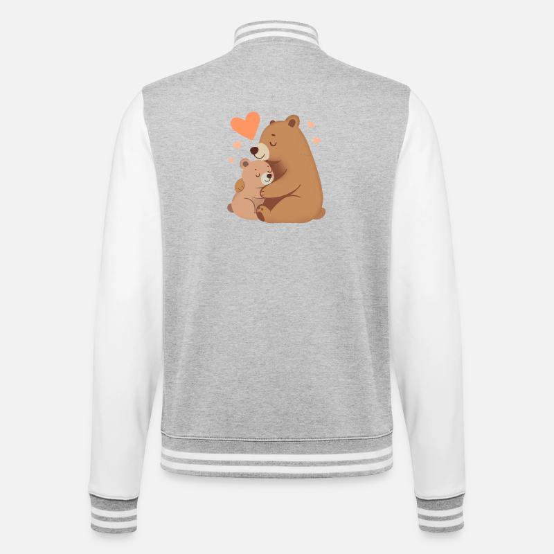 Bear Mom & Baby Bear - College Sweat Jacket - heather grey/white