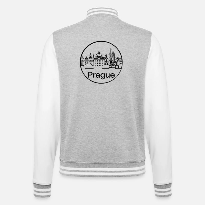 Prag - College-Sweatjacke - Grau meliert/Weiß