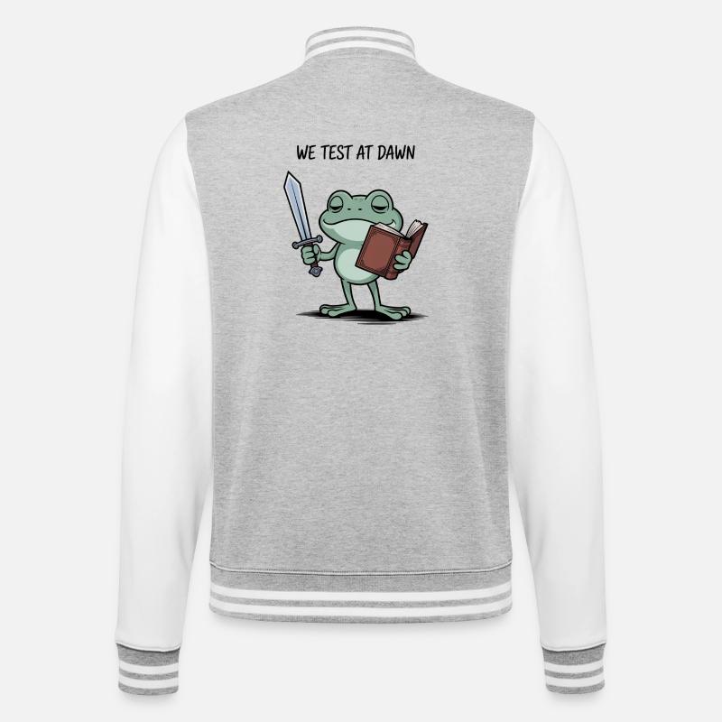 Dawnbound Frog Knight - College Sweat Jacket - heather grey/white