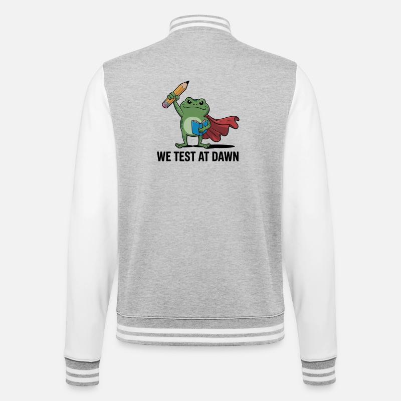 Super-héros grenouille testé par l’aube - Veste Teddy - gris chiné / blanc