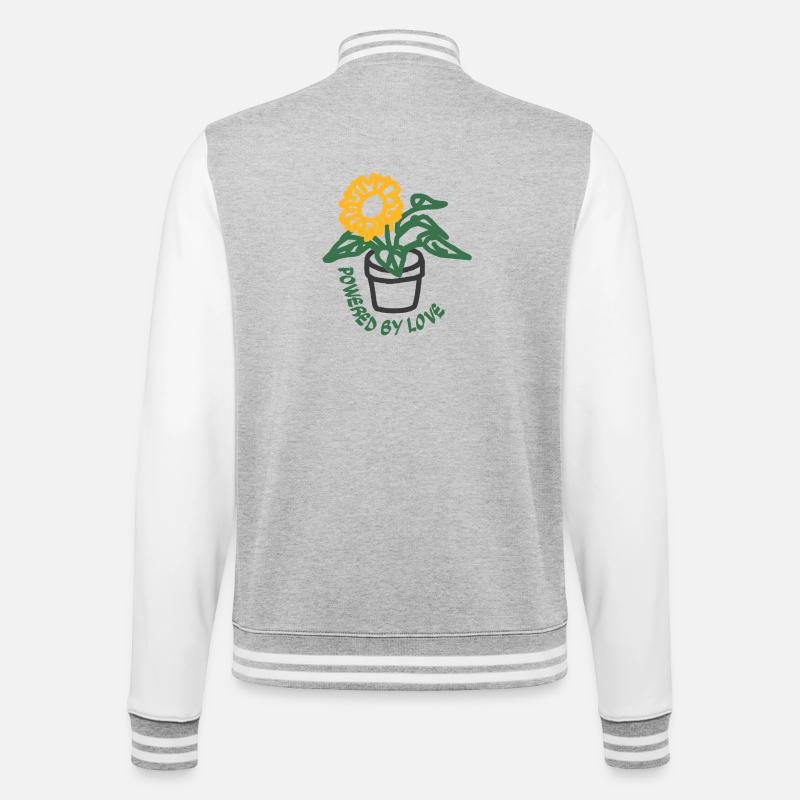 Boho Powered by Love Topf-Sonnenblume - College-Sweatjacke - Grau meliert/Weiß