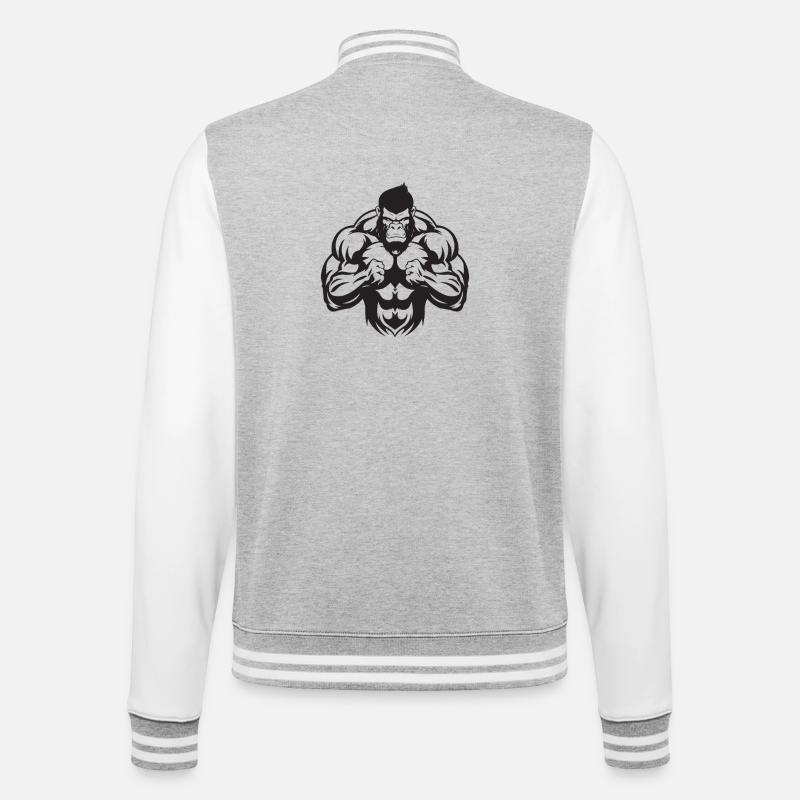 Musculation Gorilla - Veste Teddy - gris chiné / blanc