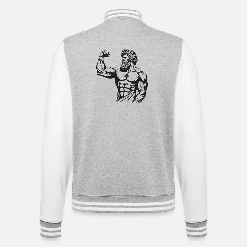 Griechischer Spartaner - College-Sweatjacke - Grau meliert/Weiß