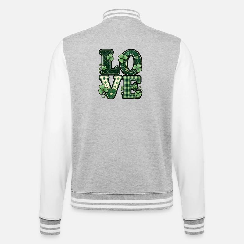 Love St Patricks Day - College-Sweatjacke - Grau meliert/Weiß