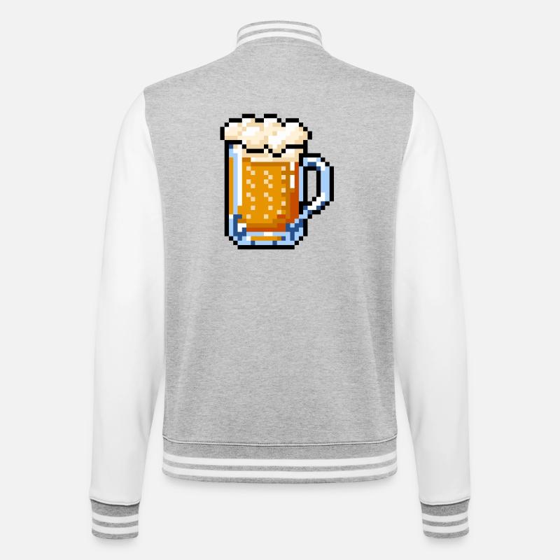 Bierglas Pixel Art – Retro Bier Design - College-Sweatjacke - Grau meliert/Weiß