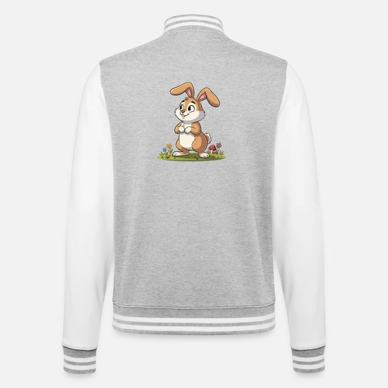 Spring bunny in the meadow - College Sweat Jacket - heather grey/white