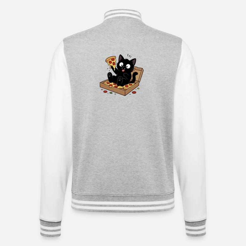 Cat Pizza: Fluffy Snack Hero - College Sweat Jacket - heather grey/white
