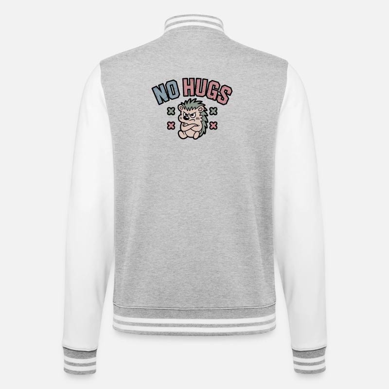 No Hugs Hedgehog süßer Igel - College-Sweatjacke - Grau meliert/Weiß
