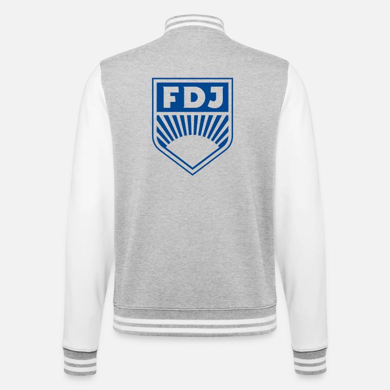 FDJ - Freie Deutsche Jugend Abzeichen (einfarbig) - College-Sweatjacke - Grau meliert/Weiß