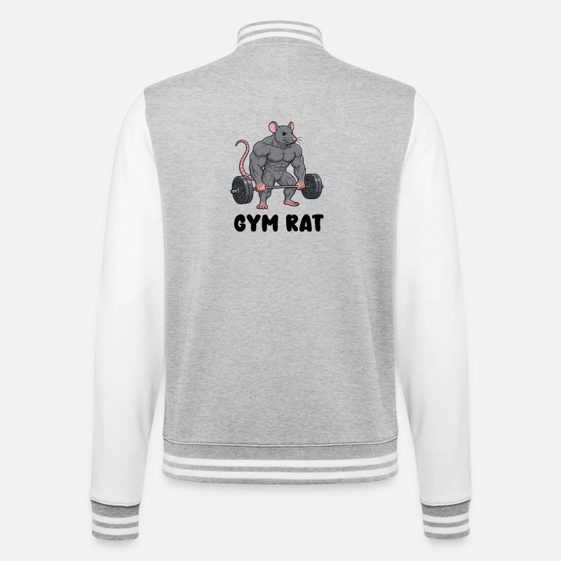 Muscular rat in comic style - College Sweat Jacket - heather grey/white