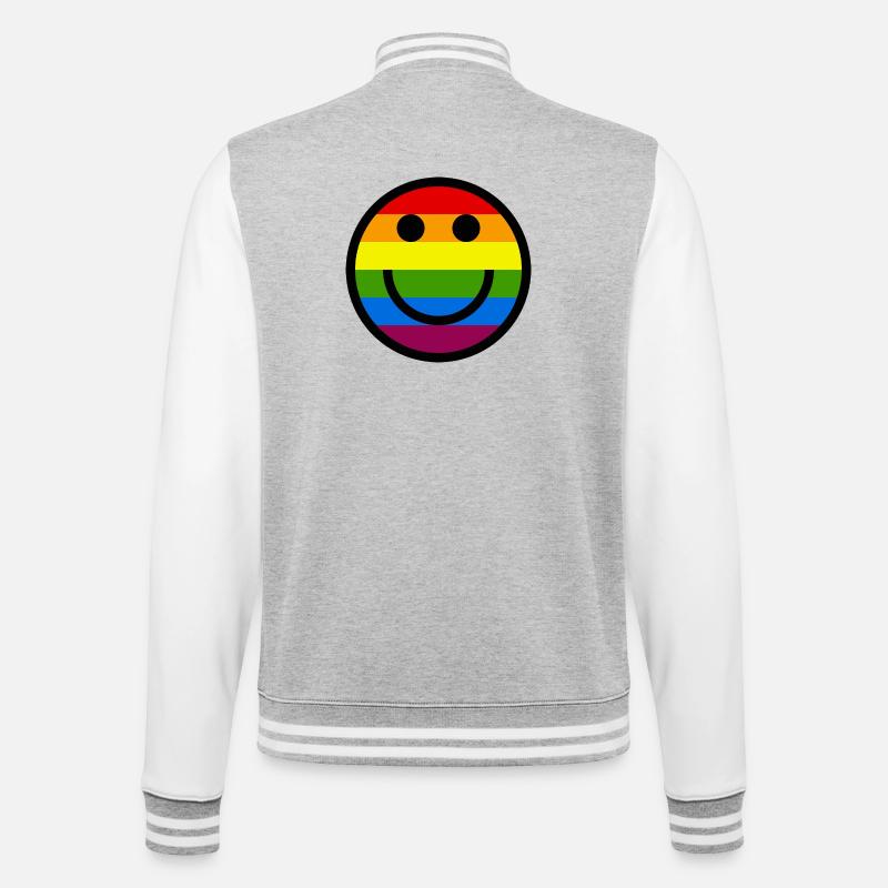 Pride Smile - College Sweat Jacket - heather grey/white