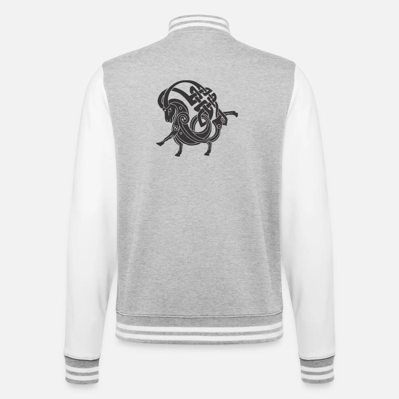 Celtic Ram Knot - College Sweat Jacket - heather grey/white