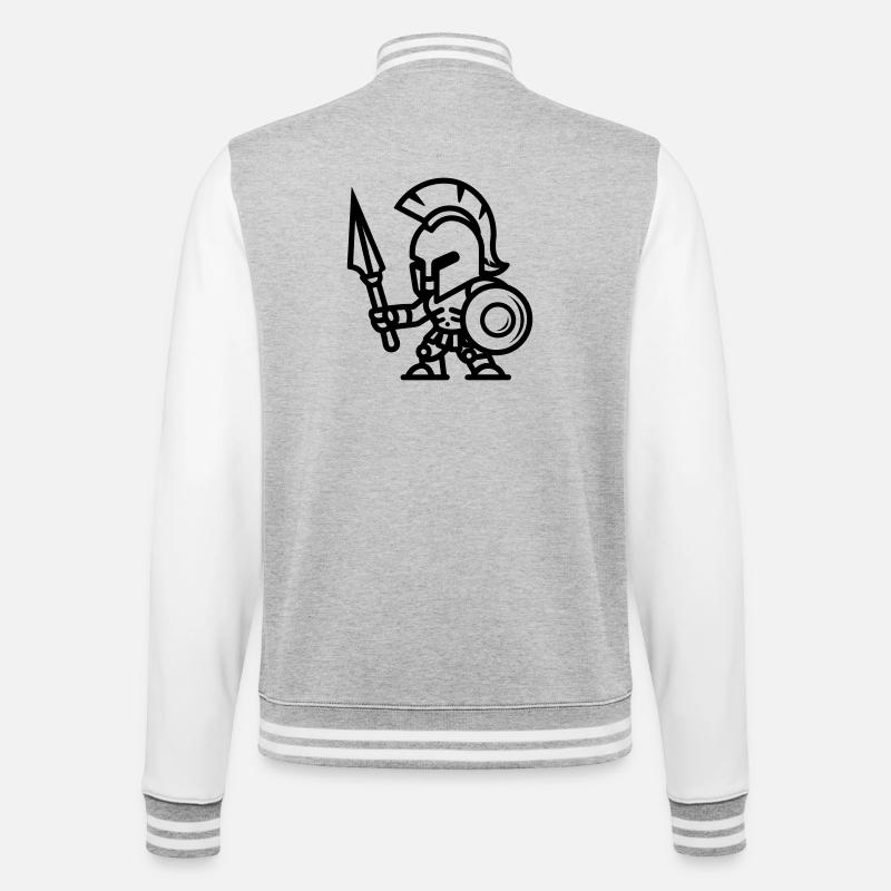 Spartanisch - College-Sweatjacke - Grau meliert/Weiß