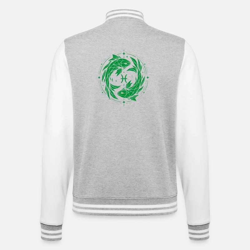 Fische Symbol – Sanft & Modern - College-Sweatjacke - Grau meliert/Weiß